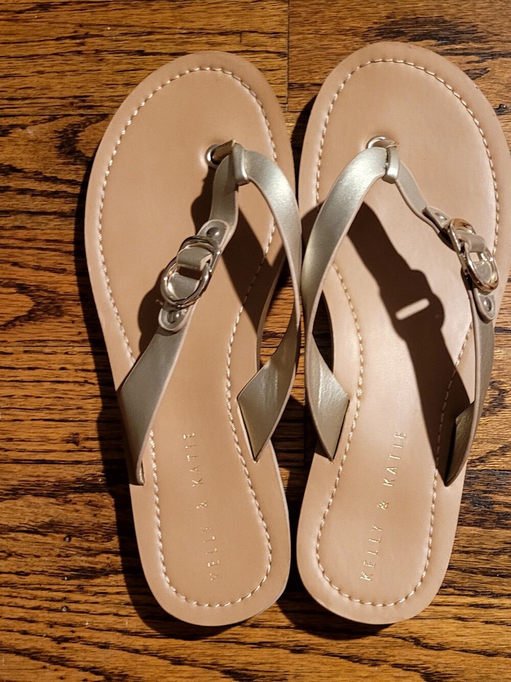5 For $25 Kelly & Katie Metallic Gold Thong Sandals - Women's